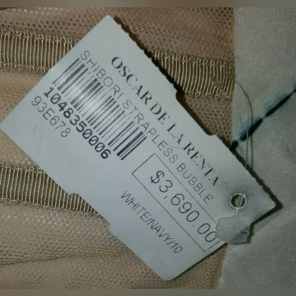 ◇$3,690 OSCAR DE LA RENTA STUNNING IVORY BLUE BUBBLE RUNWAY DRESS M 8 - Picture 9 of 11